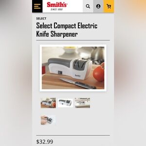 SMITH Compact Electric Knife Sharpener in White and Gray